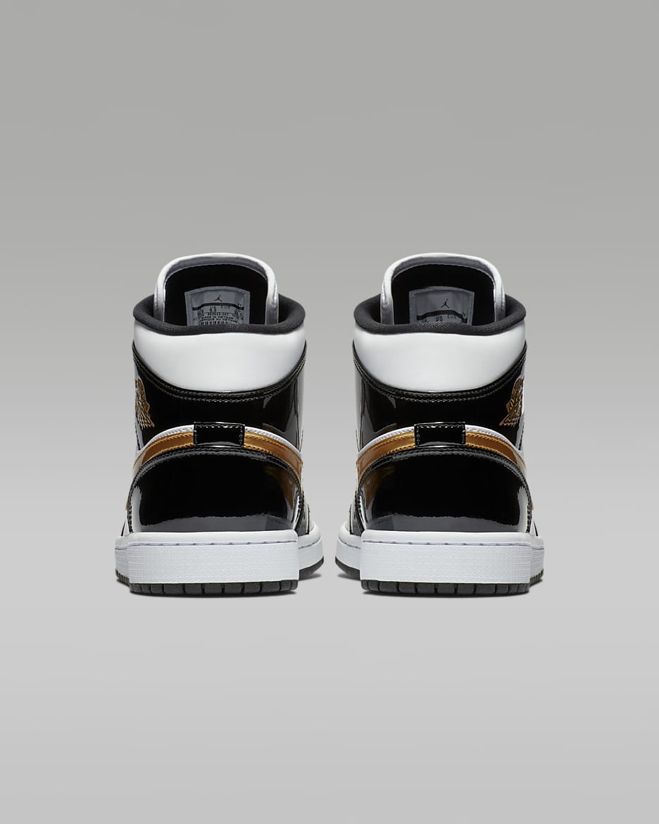 Air jordan 1 mid black metallic gold sales